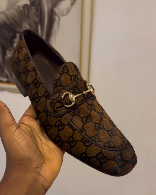 Brown Suede Metal Buckle Loafer