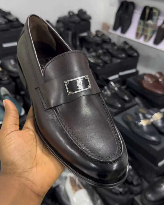 Mens Handmade Brown Leather Loafers