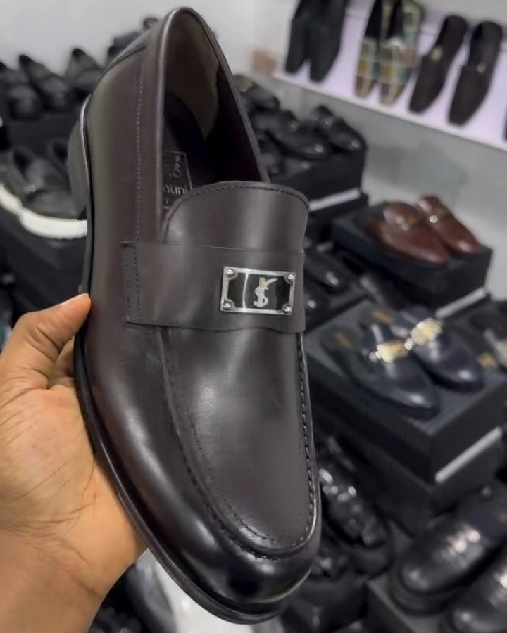 Mens Handmade Brown Leather Loafers