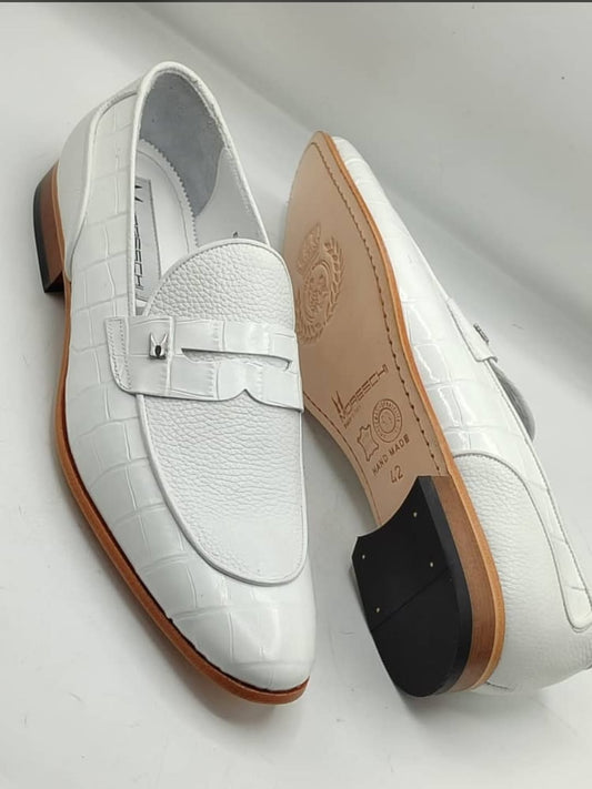 White Genuine Leather Loafer