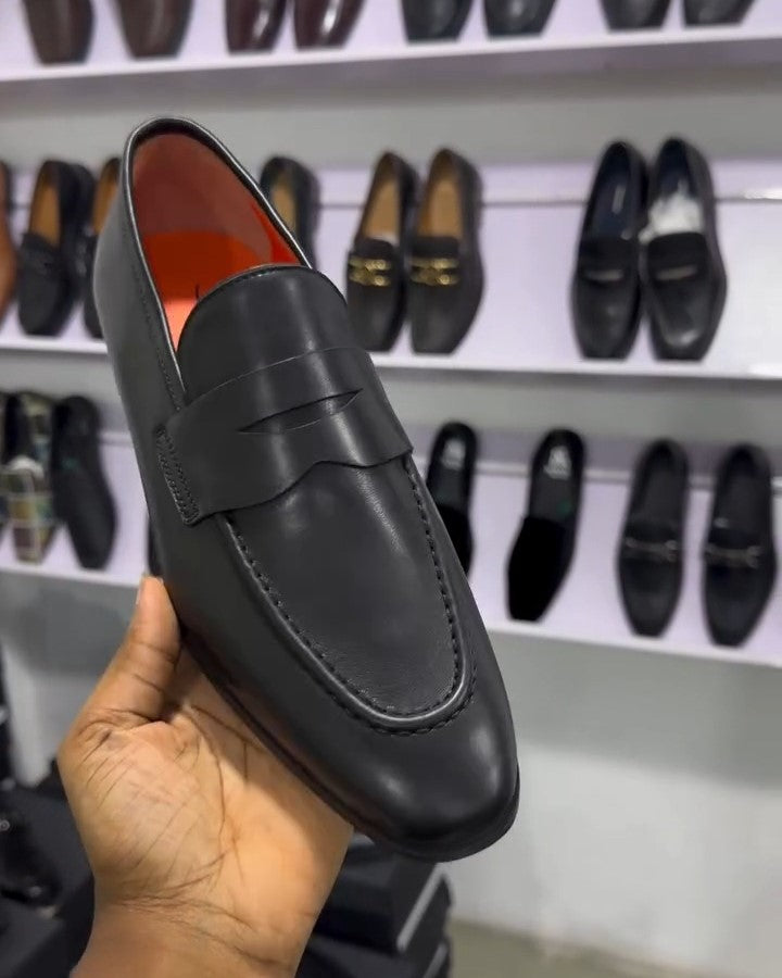 Classic Black Leather Loafers