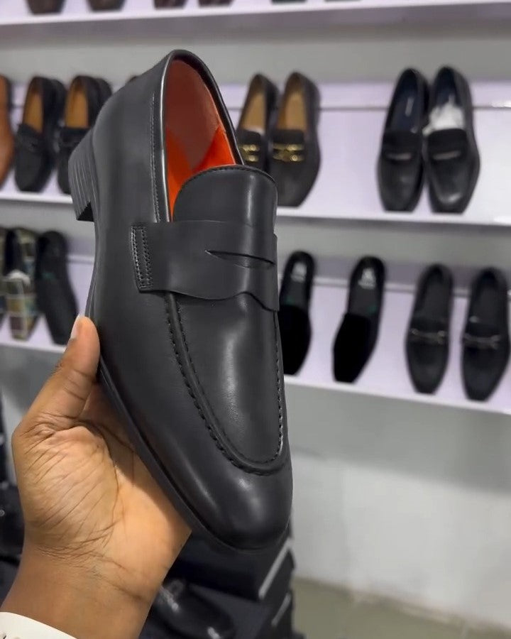 Classic Black Leather Loafers