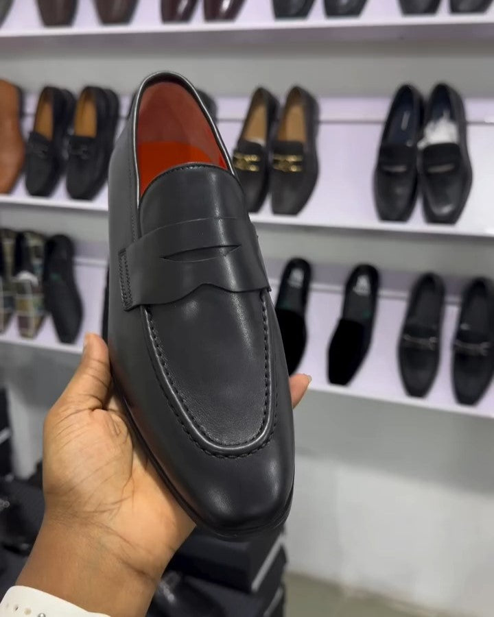 Classic Black Leather Loafers
