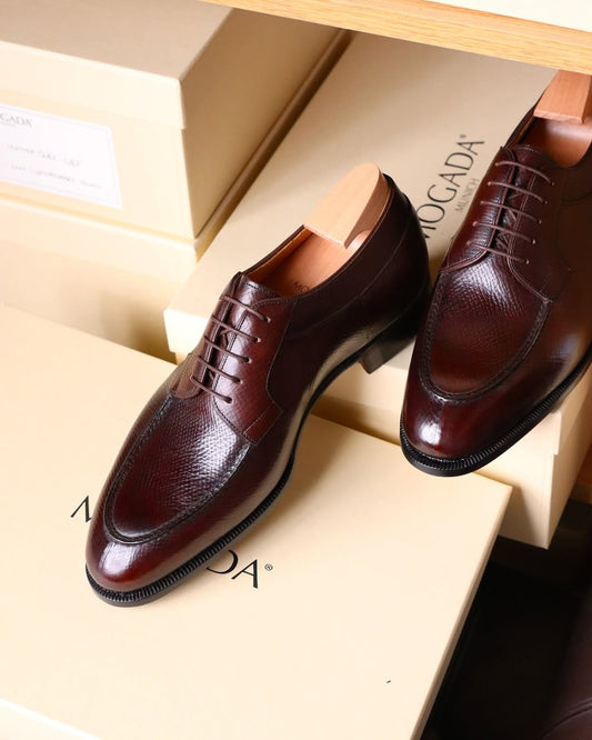 Burgundy Leather Split Toe Derby Shoes