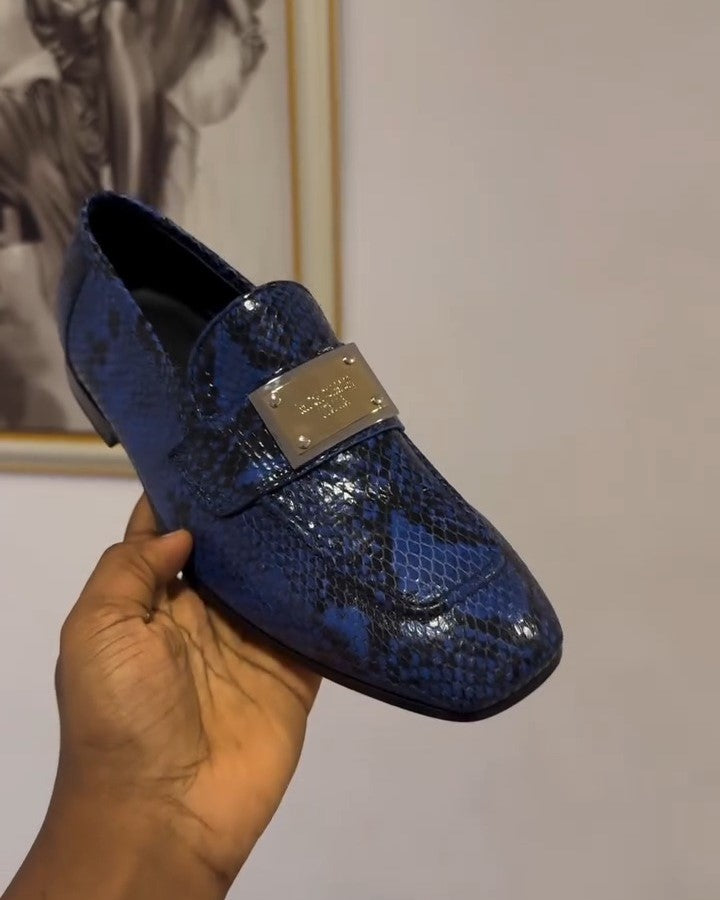 Blue Snakeskin Loafer