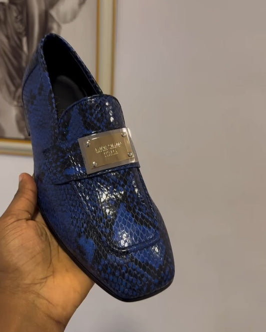 Blue Snakeskin Loafer