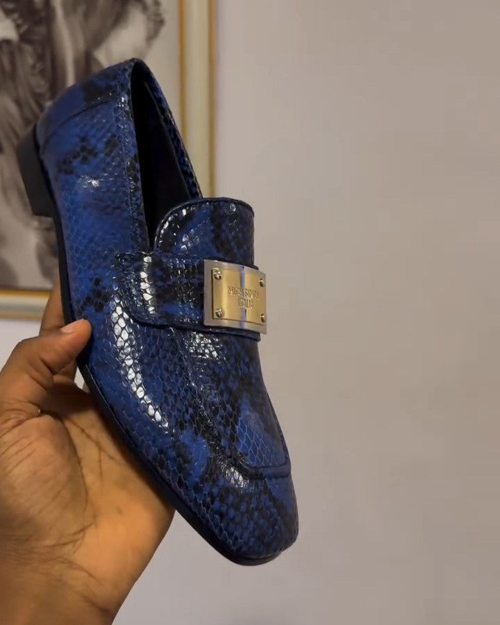 Blue Snakeskin Loafer