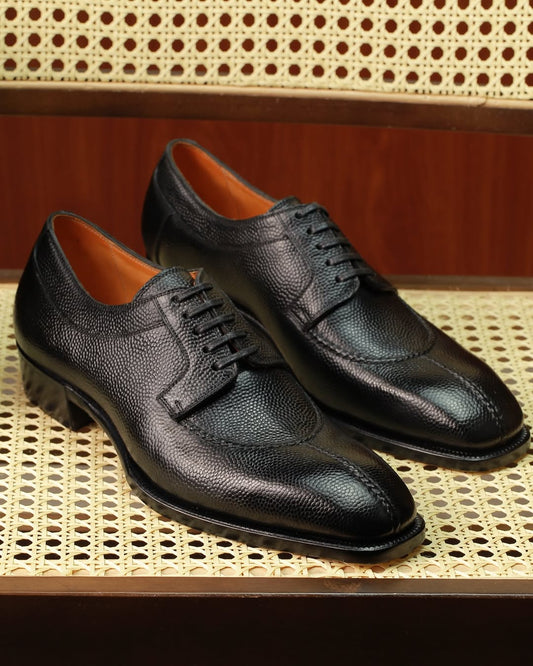 Men's Black Split-toe Leather Shoes