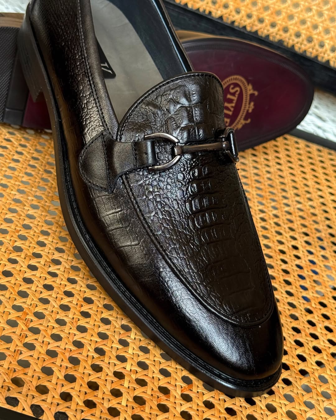 Men's Black Alligator Leather Loafers