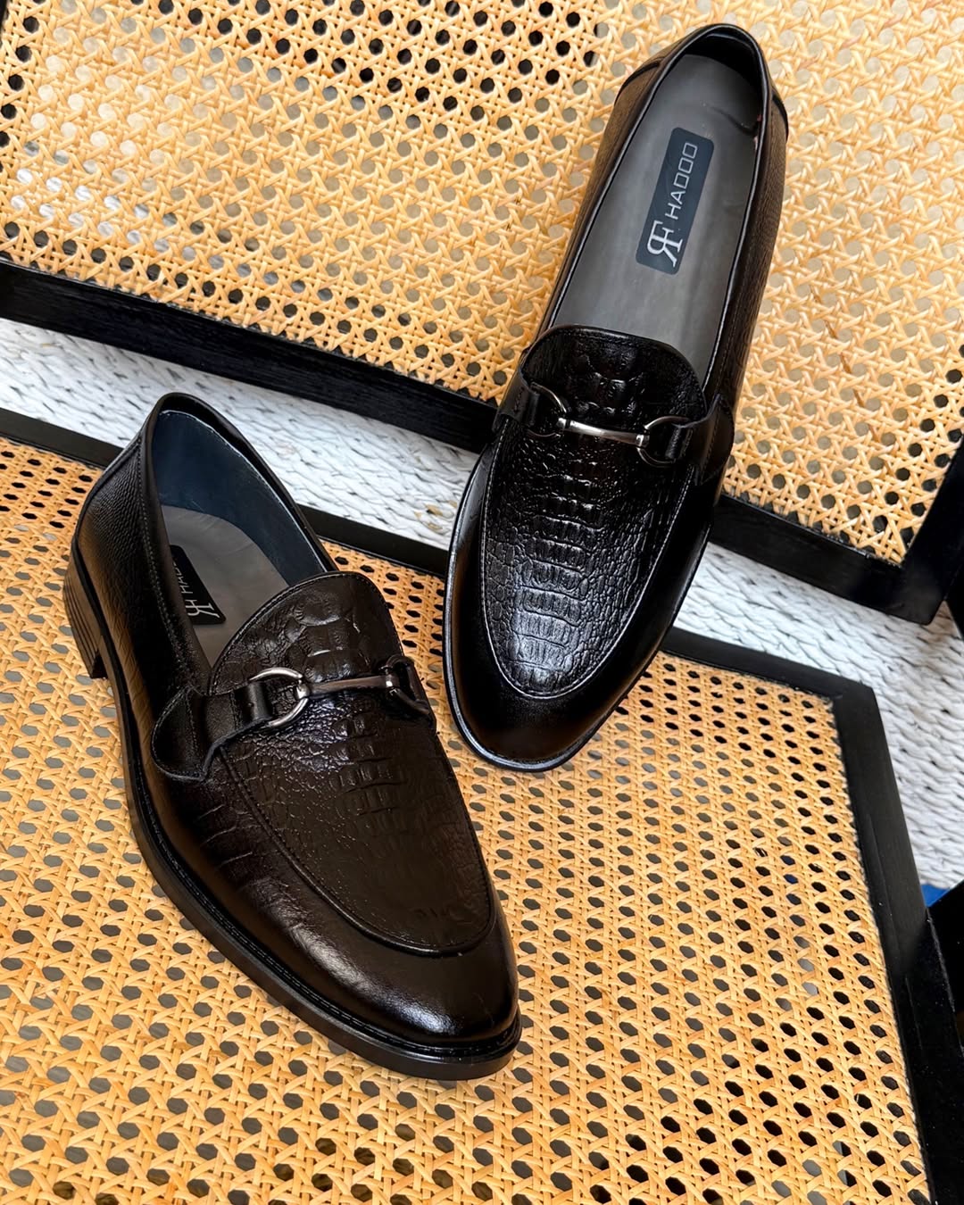 Men's Black Alligator Leather Loafers