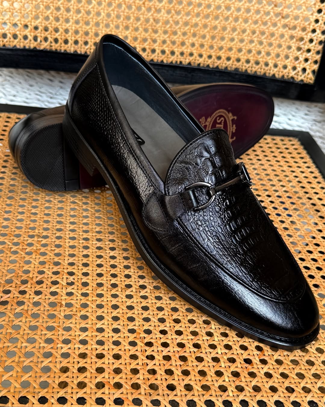 Men's Black Alligator Leather Loafers