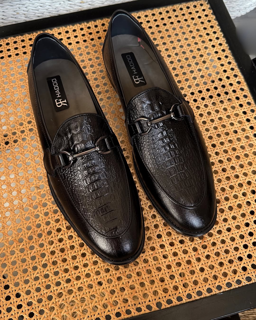 Men's Black Alligator Leather Loafers