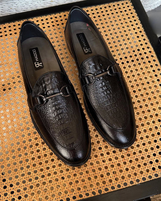 Men's Black Alligator Leather Loafers