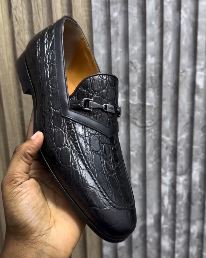 Black Luxury Crocodile Leather Loafer