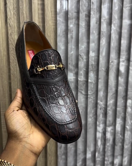 Brown Luxury Crocodile Leather Loafer