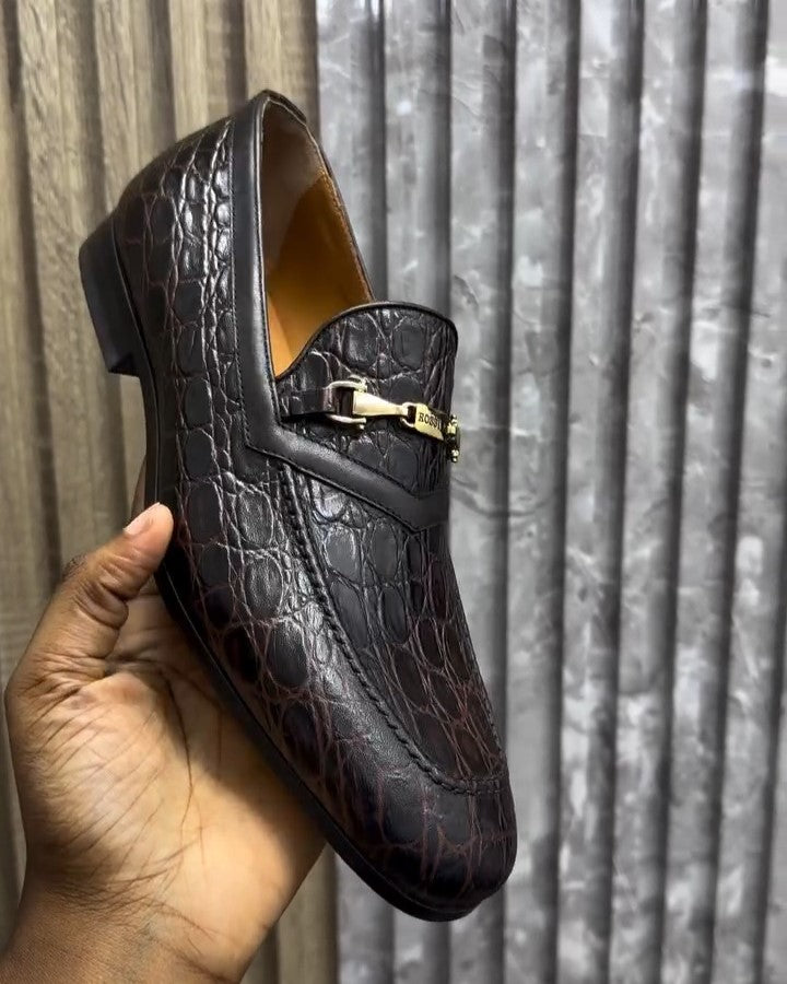 Brown Luxury Crocodile Leather Loafer