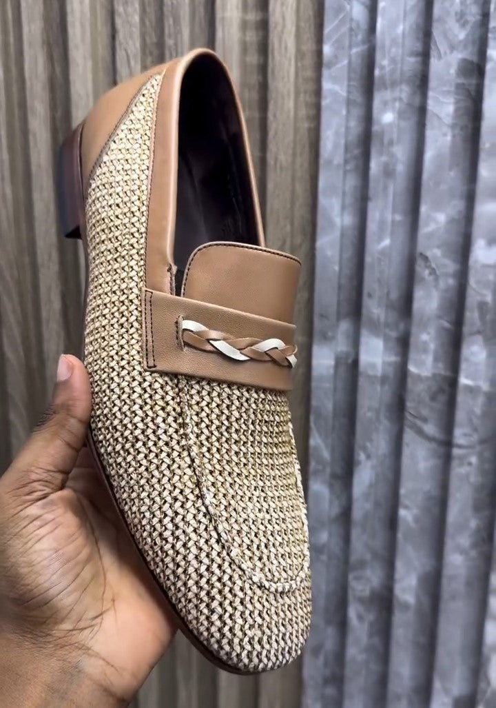 Men's Brown Woven Loafers