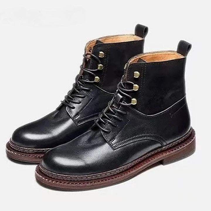 Retro-Style Men's Cowhide Martin Boots