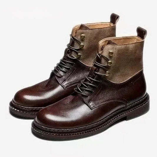Retro-Style Men's Cowhide Martin Boots