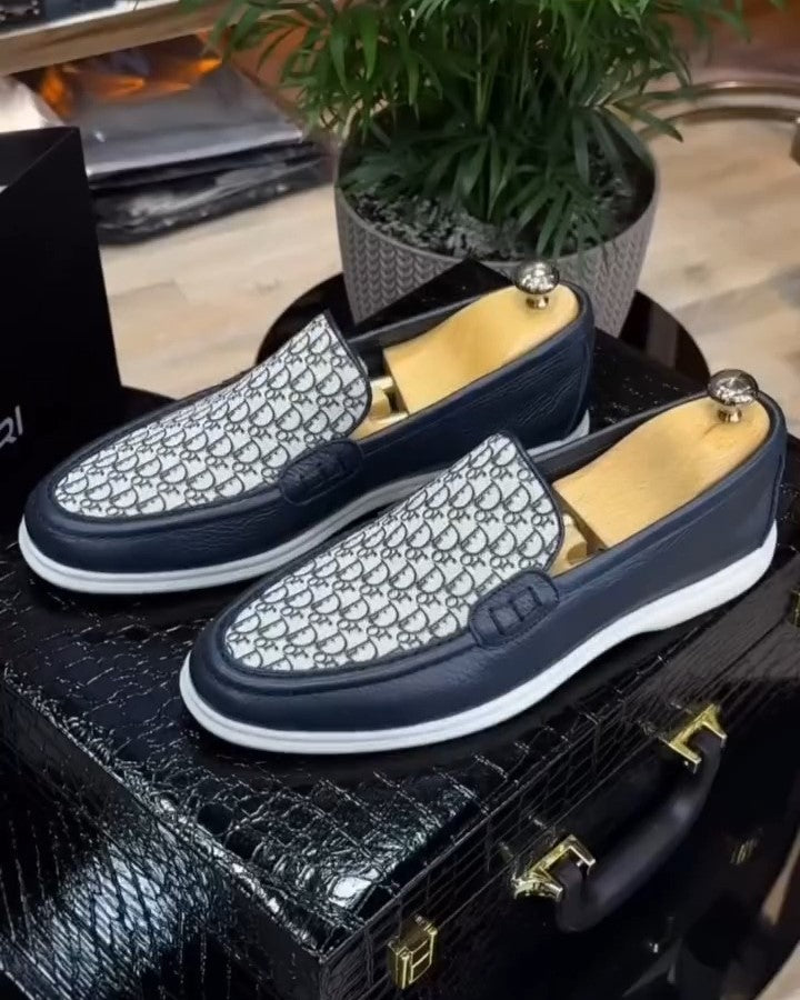 Navy Men's Luxury Leather Loafers