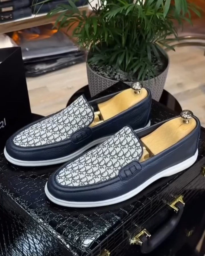 Navy Men's Luxury Leather Loafers