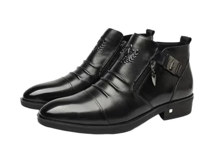 Men's Calf-Skin Pointed-Toe Dress Boots