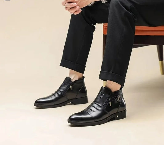 Men's Calf-Skin Pointed-Toe Dress Boots