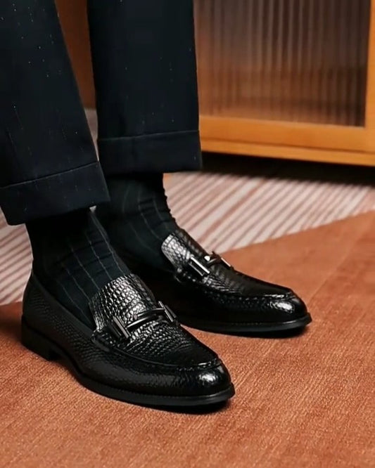 Men's Luxury Black Leather Loafers