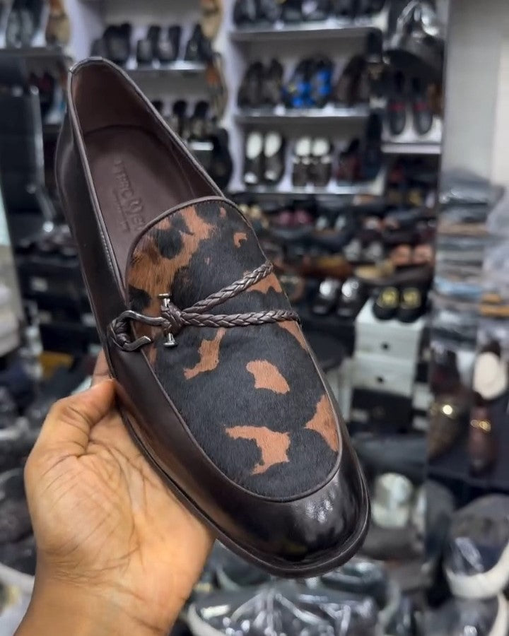 Men's Coffee Braided Hook Rope Loafers