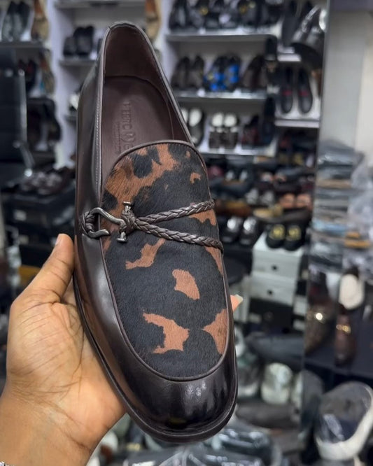 Men's Coffee Braided Hook Rope Loafers