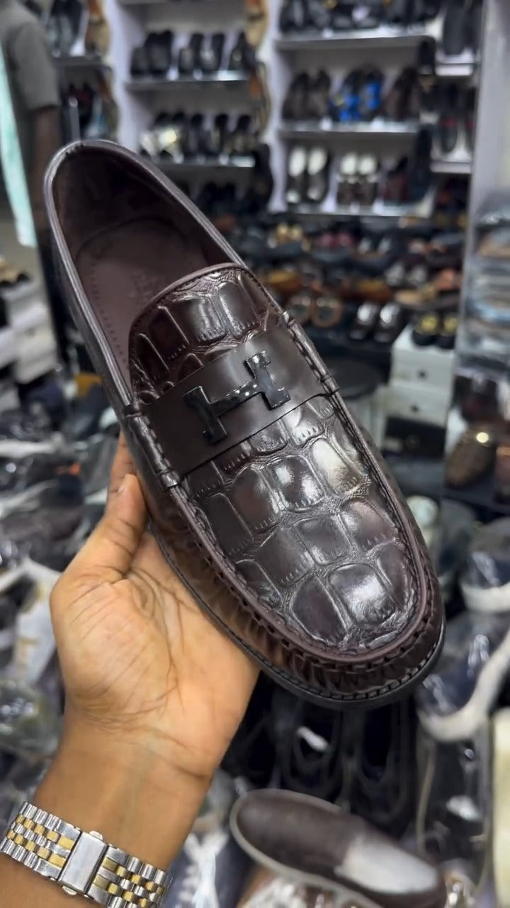 Men's Crocodile Pattern Leather Loafers