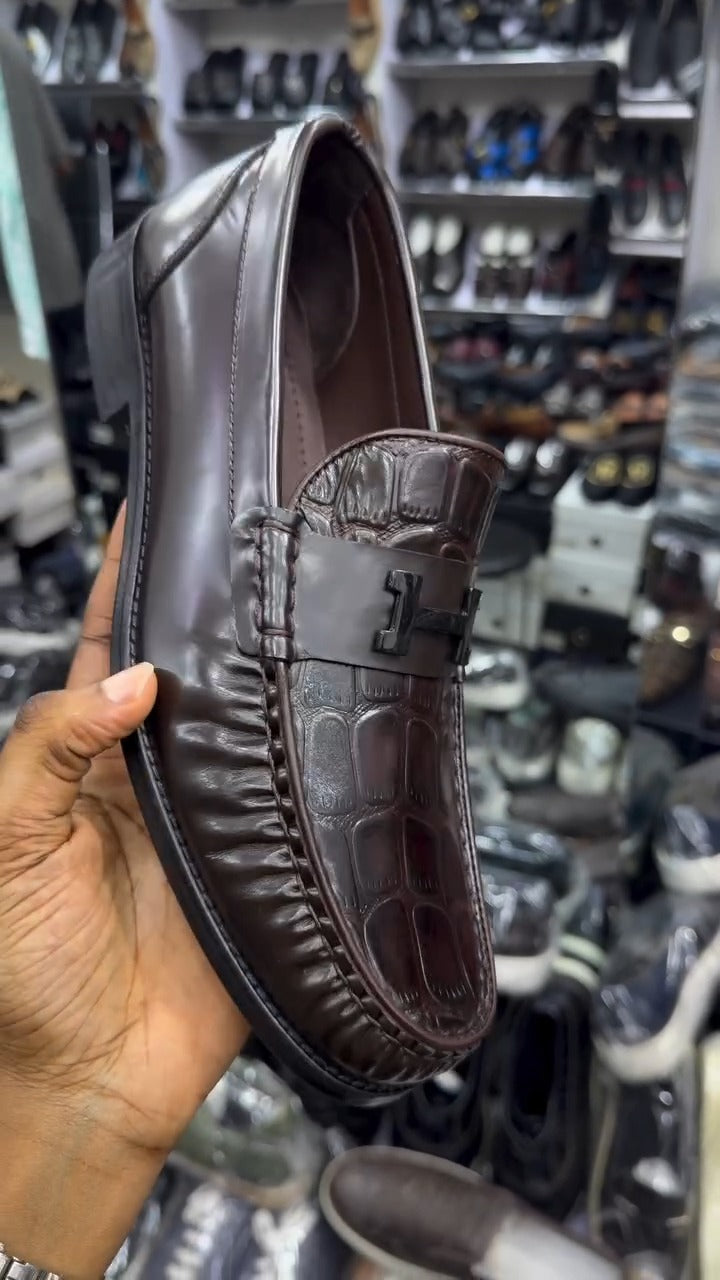 Men's Crocodile Pattern Leather Loafers