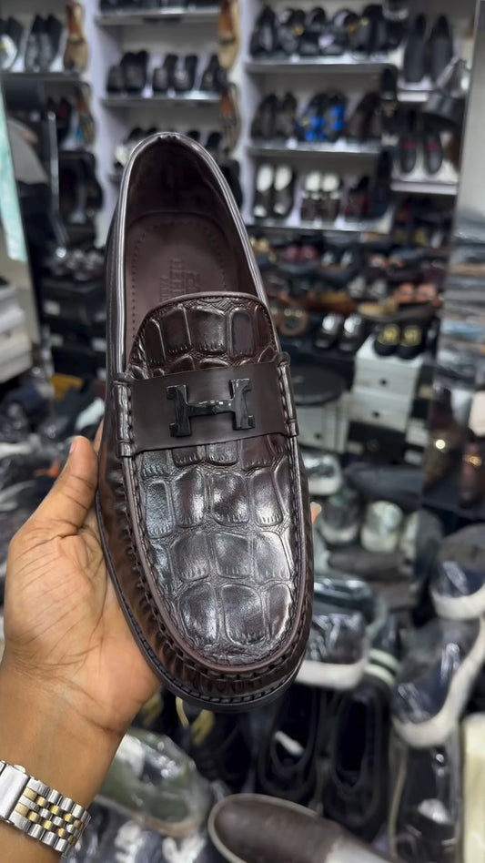 Men's Crocodile Pattern Leather Loafers