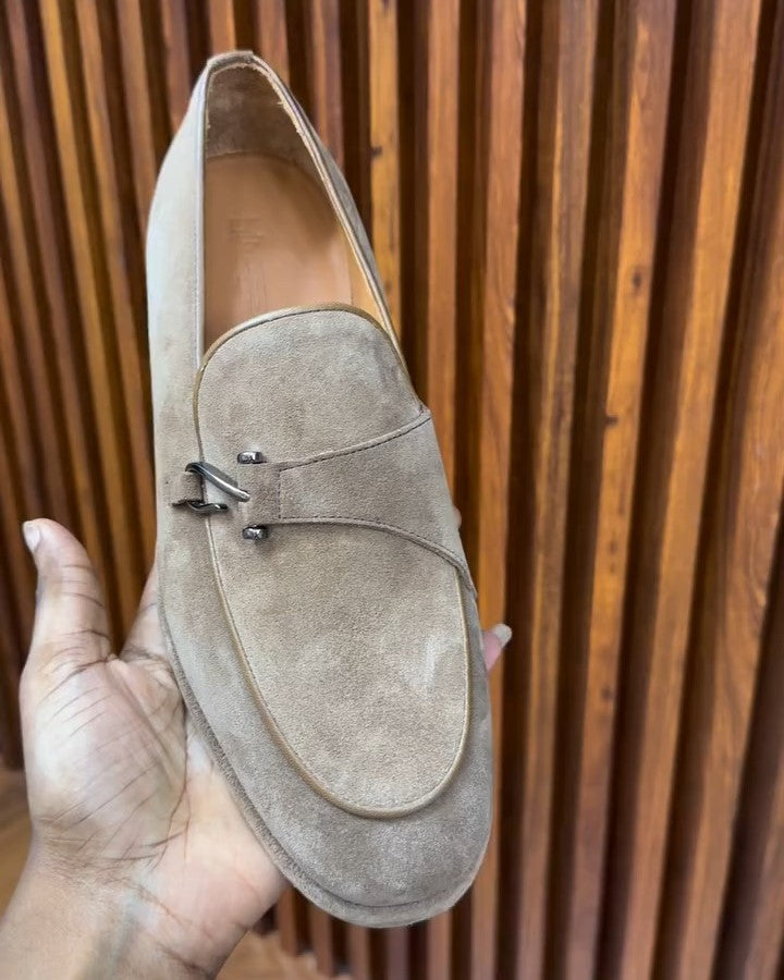 Men's Suede Side Buckle Loafers