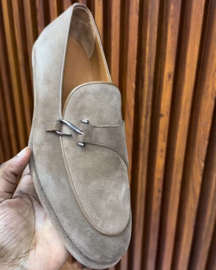 Men's Suede Side Buckle Loafers