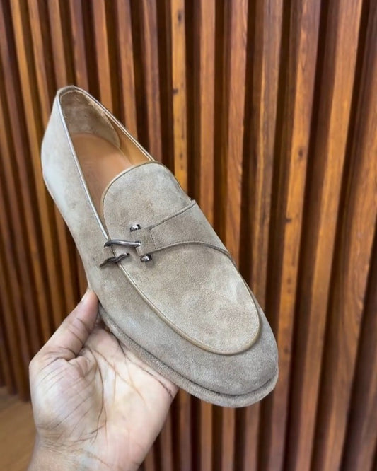Men's Suede Side Buckle Loafers