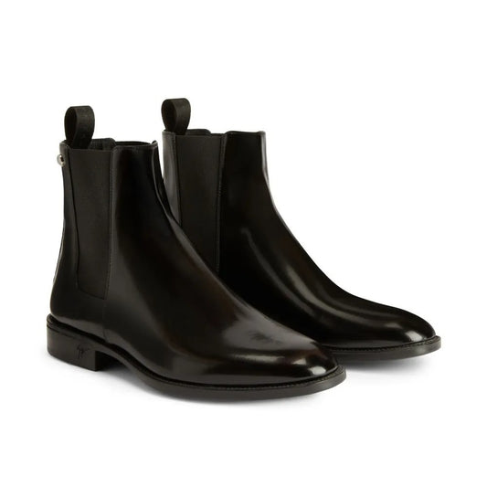 Black Shiny Leather Handmade Chelsea Boots