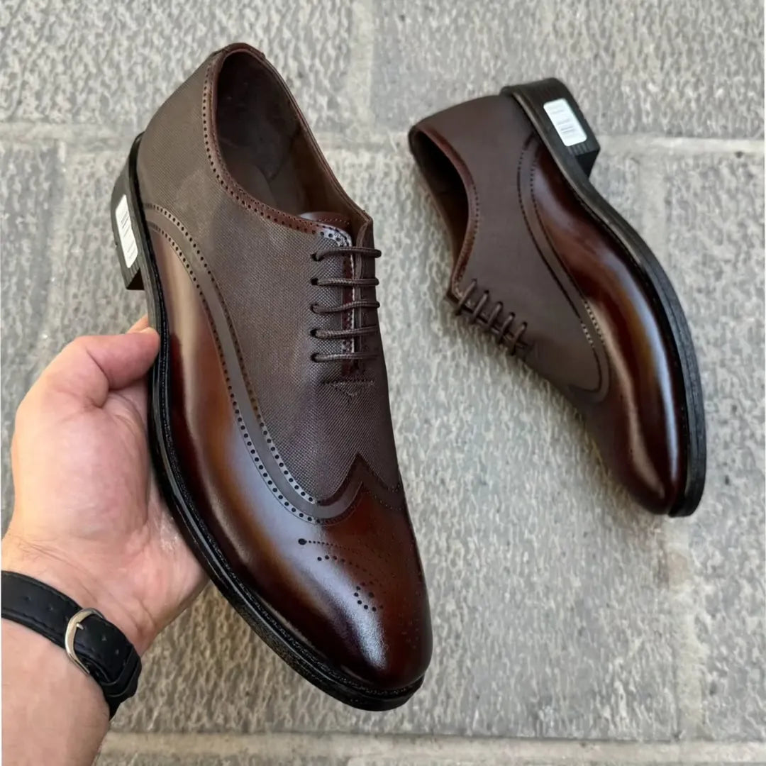 Italian Men's Carved Oxford Shoes