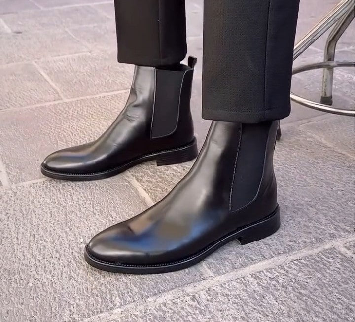 Men's Black Leather Chelsea Boots