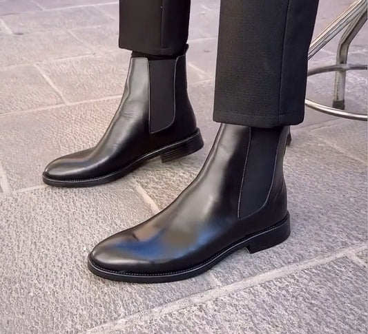 Men's Black Leather Chelsea Boots