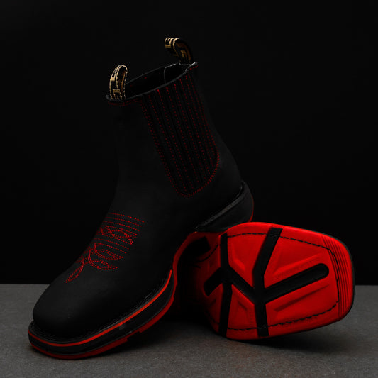Black Leather Botin - Lightweight Soles Square Toe