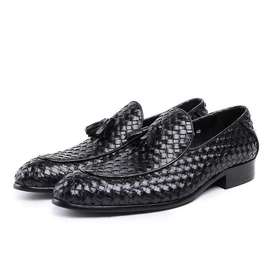 Men's Leather Braided Pattern Loafers