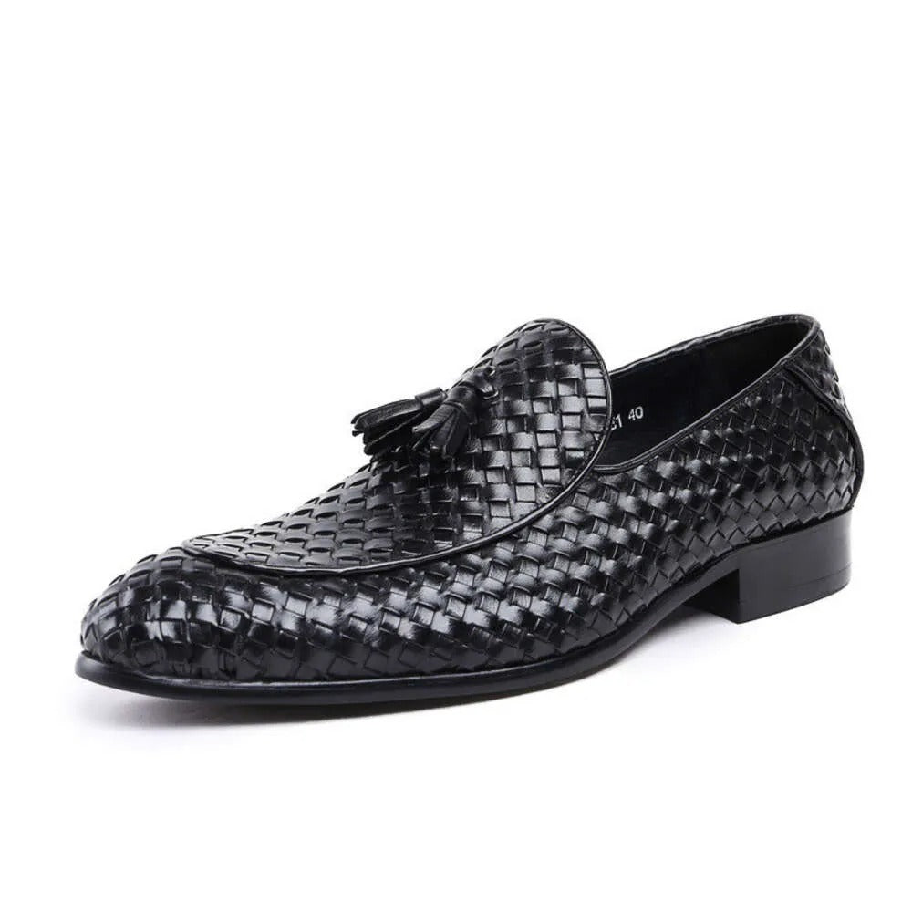 Men's Leather Braided Pattern Loafers