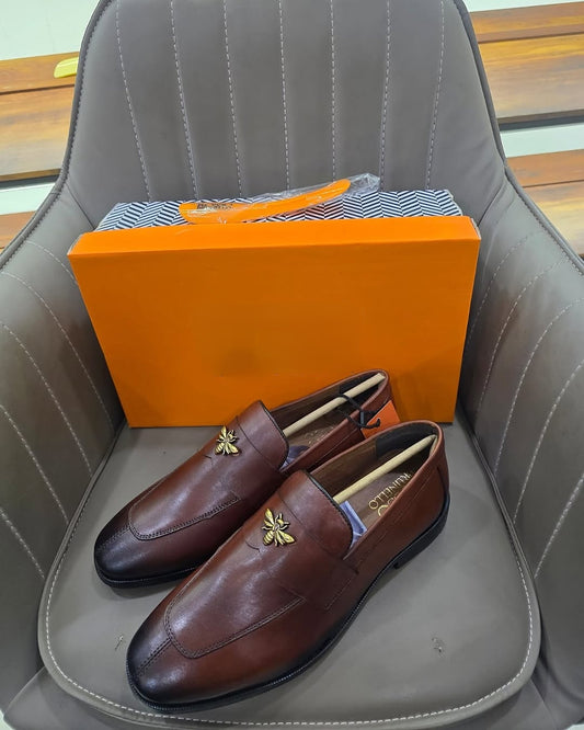 Brown Bee Loafers