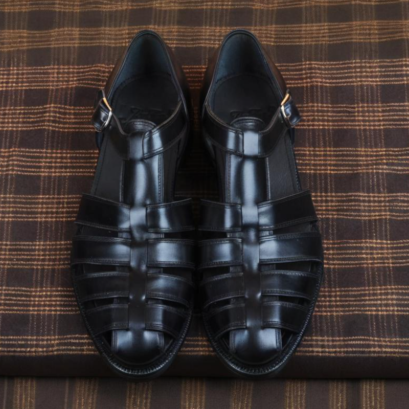 Men's Black Leather Sandals