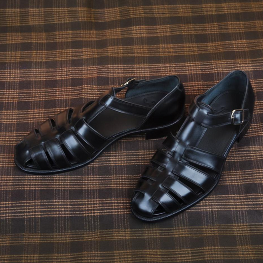 Men's Black Leather Sandals