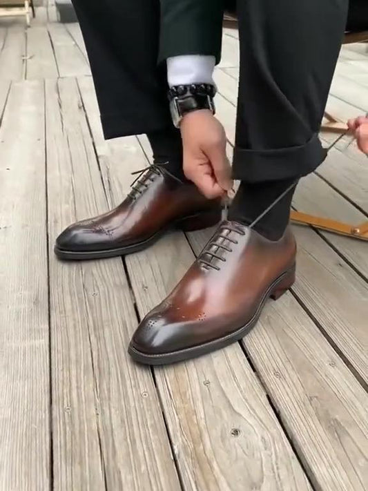 Men's trendy casual handmade leather shoes