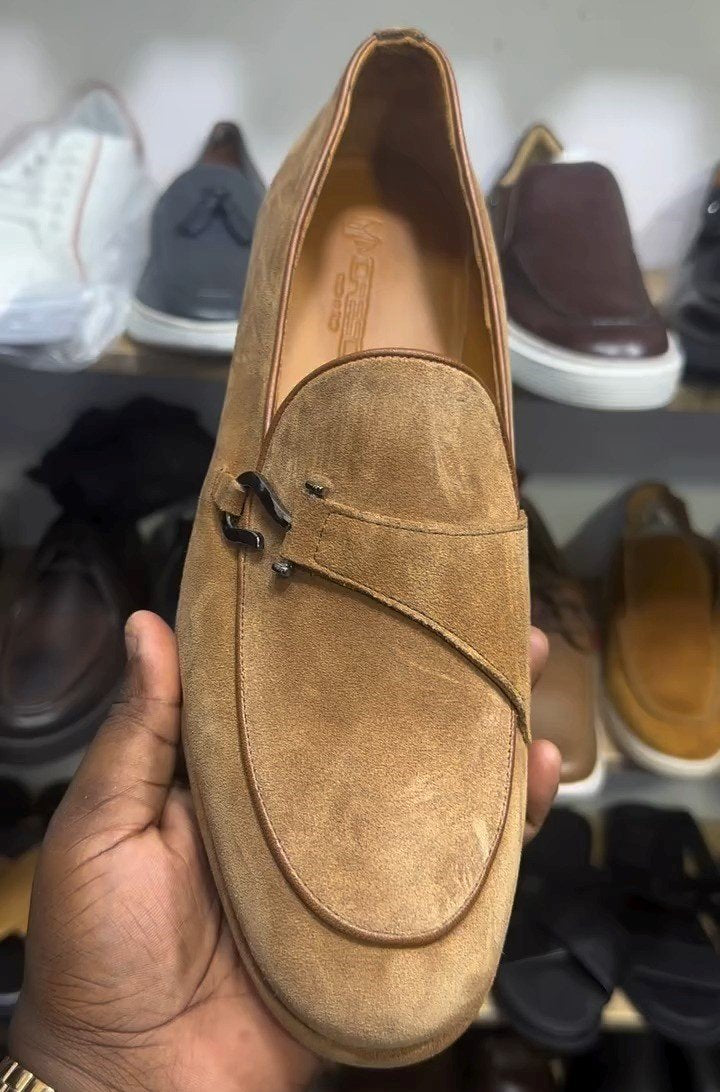 Khaki Buckle Monk Shoes