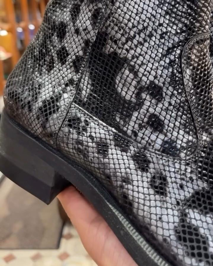 Men's Handmade Black Snakeskin Boots
