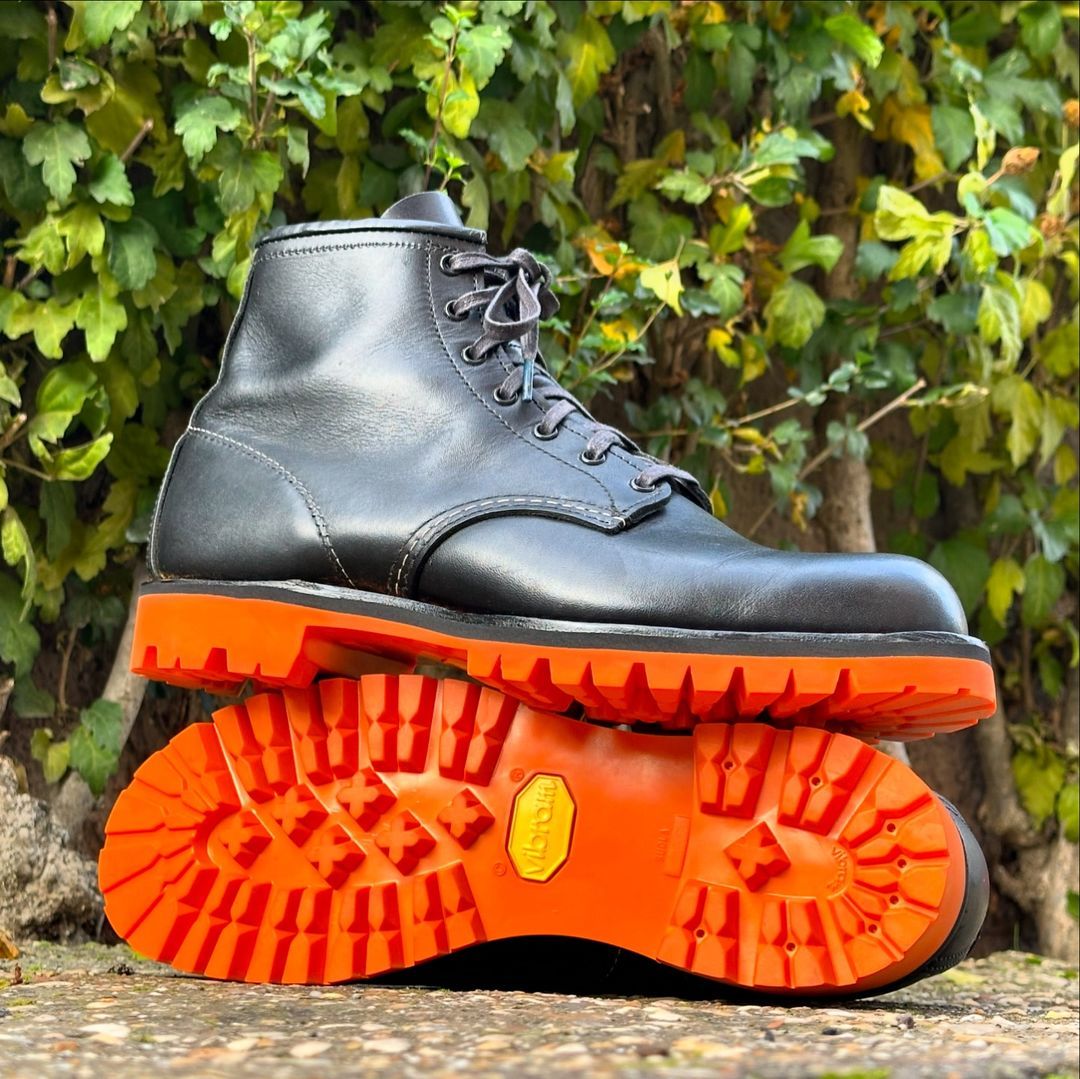 Men's Orange Bottom Classic Black Boots
